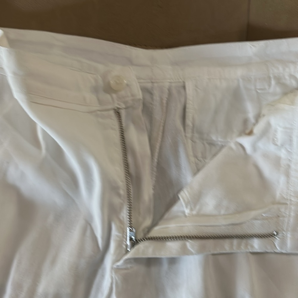 Unlined white linen tapered women’s pants Italy - Picture 3 of 13